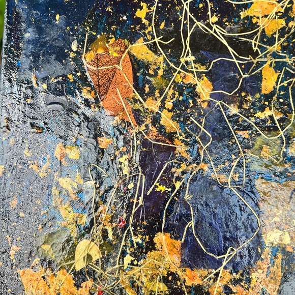 Abstract Blue and Gold Canvas Art